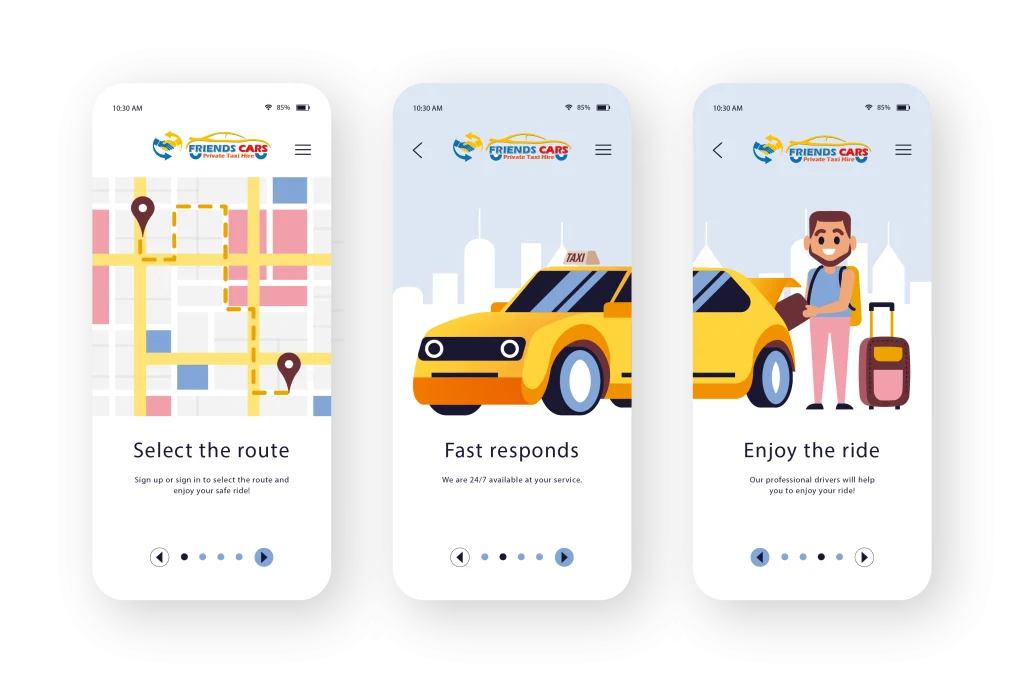 Friends Cars mobile app interface design